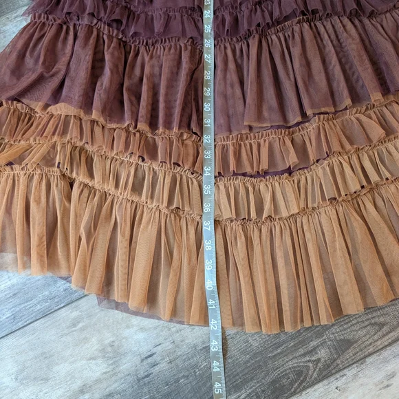 Anthropologie Let Me Be Ruffled Tule Maxi Tiered A-Line Skirt Sz. M - Picture 12 of 12
